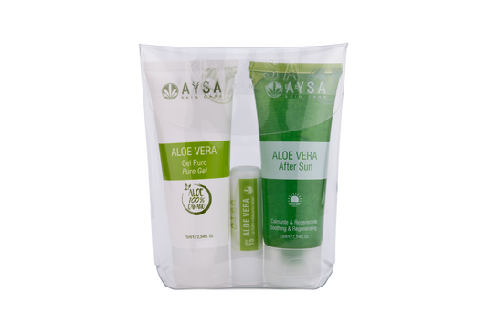 PACK GEL PURO, AFTER SUN Y LABIAL ALOE VERA