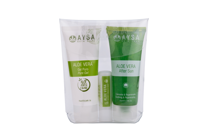 PACK GEL PURO, AFTER SUN Y LABIAL ALOE VERA
