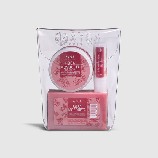 PACK JABÓN, CREMA Y LABIAL ROSA MOSQUETA