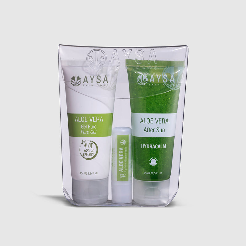 PACK GEL PURO, AFTER SUN Y LABIAL ALOE VERA